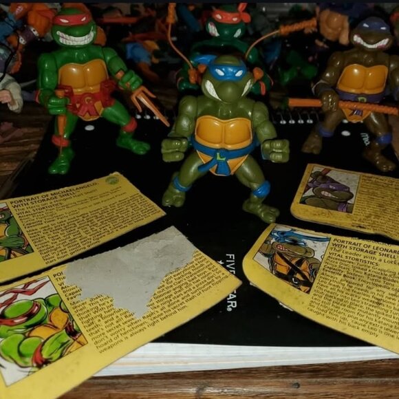 Michelangelo Leonardo Donatello Raphael Storage Shell Complete Lot of 4 FileCard - Picture 1 of 6